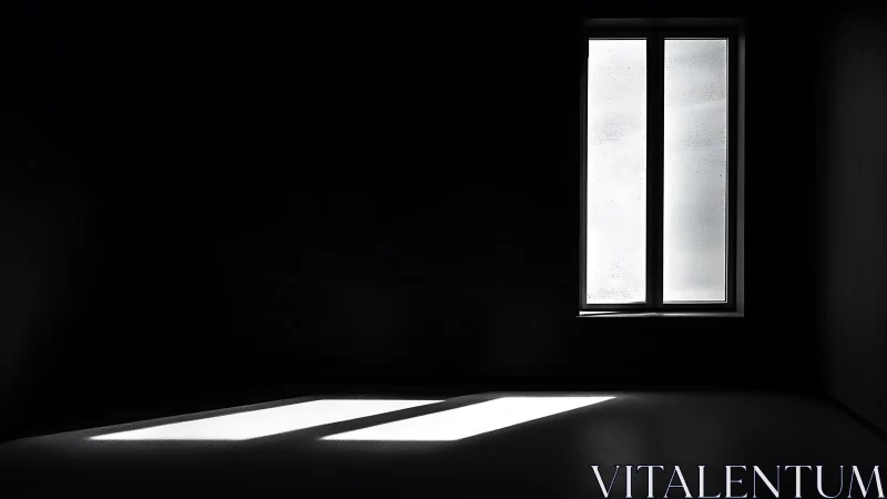 Dark empty room shows bright vertical window and floor light