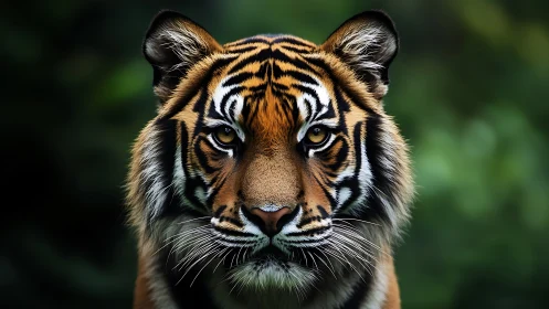 Jungle monarch staring down the lens with molten calm.