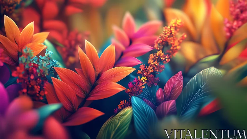 Radiant fantasy garden glows with lush colorful blossoms