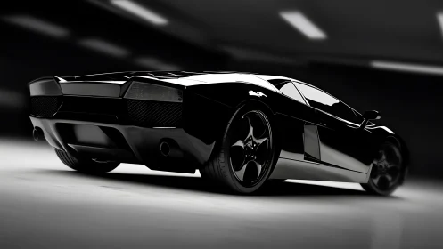 Sleek black sports car glowing with night drive energy.