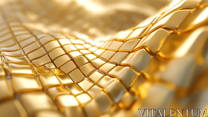 Abstract golden metallic tiles in a flowing wave pattern, modern style.