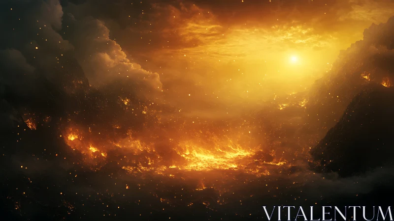 Volcanic Valley with Molten Lava Field.