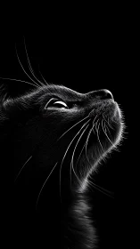 Feline Wonder: A Cat's Curious Gaze Upward