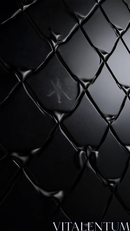 Dark quilted leather surface with glossy folded grid pattern.