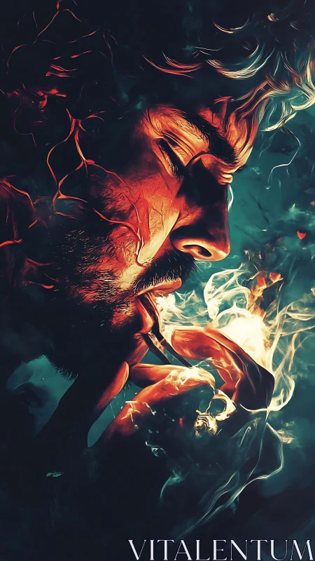 Ember dreamer exhales galaxies of smoke and hush fire.