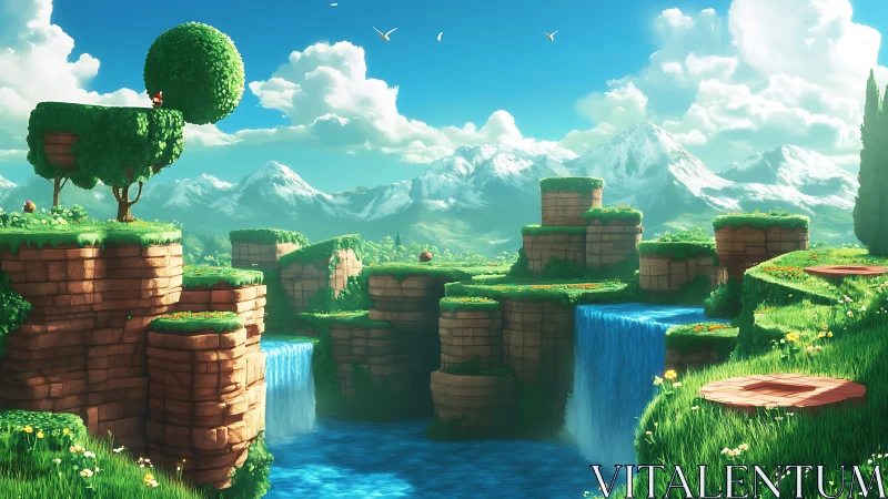 Pixelated Paradise: An Enchanting Journey Through Stacked Bricks.