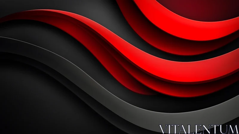 Bold red and black abstract waves in modern 3D digital style.