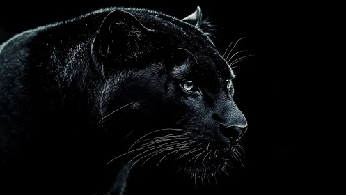 Black Panther Profile: Nocturnal Feline Portrait with Luminous Eyes