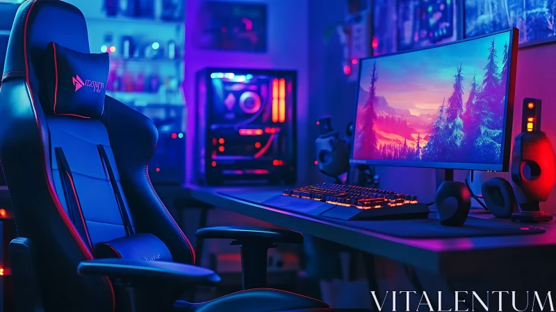 Immersive gaming room glows with vibrant neon comfort