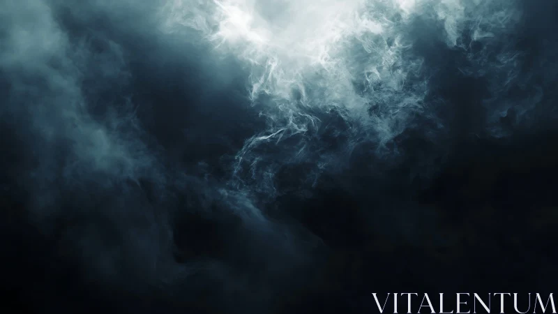 Moody blue smoke cloud swirls through deep dark void