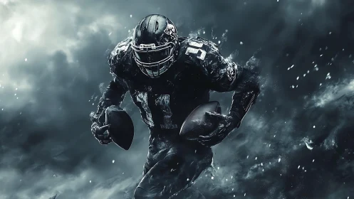 Storm-forged gridiron warrior surges through digital chaos.
