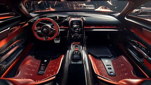 Hyperdrive cockpit of a molten carbon-fiber supercar dream.