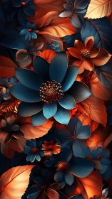 Deep Blue Blooms in Warm Light.