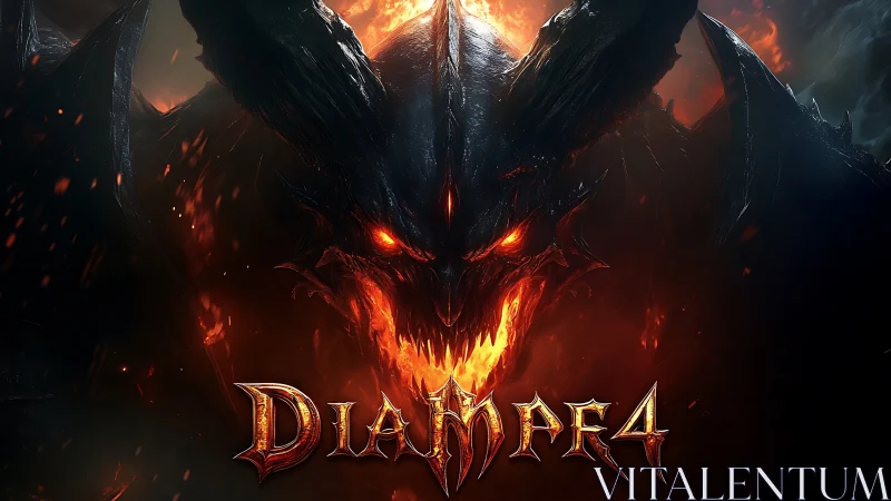 Infernal dragon visage over molten game logo artwork.