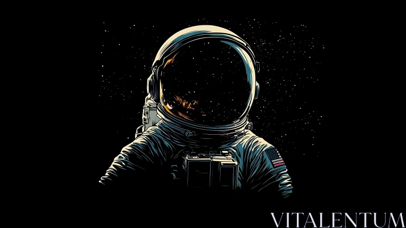 Starlit Astronaut Silhouette Holding a Quiet Cosmic Inferno.