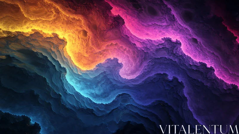 Fractal nebula waves in cascading prismatic color fields.
