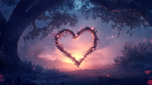 Heart of Twilight: Glowing Love Among Ancient Trees