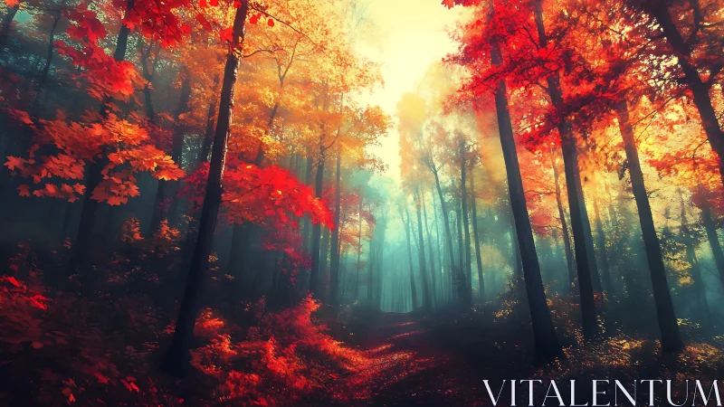 Crimson Cathedral: Where Autumn Meets Luminous Reverie.