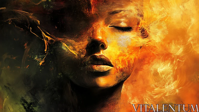 Chromatic Dissolution: Portraiture Merged in Liquid Fire.