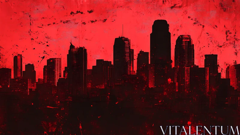 Urban skyline rises boldly against a dramatic red haze