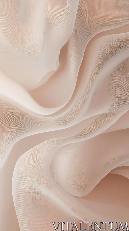 Soft blush silk folds drift in gentle flowing waves.