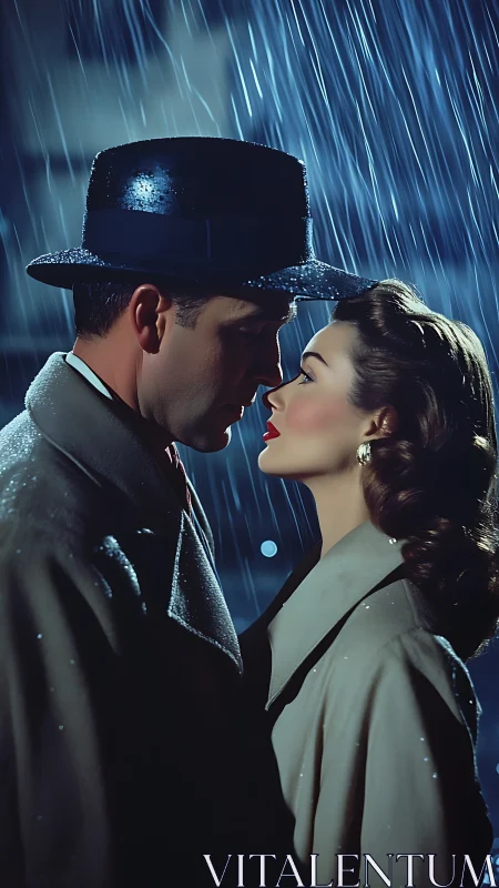 Rain-Soaked Romance: Fedora-Crowned Passion in the Downpour