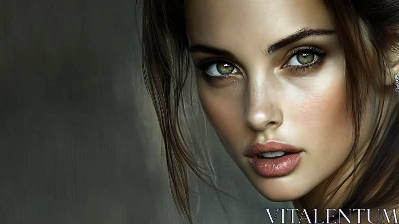 Hyperreal digital portrait isolates an intense female gaze