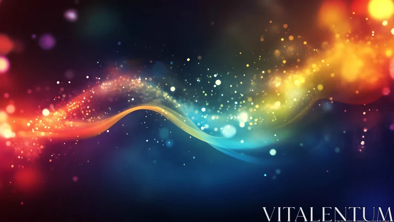 Spectral particle ribbon across deep chromatic gradient field.