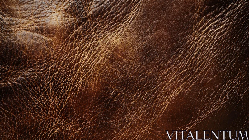 Close-up of brown leather texture with natural creases and shine.