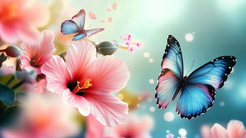 Digital rendering shows butterflies near hibiscus blossoms