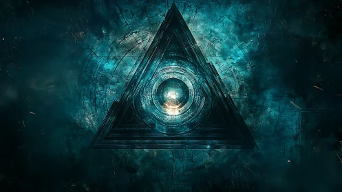 Triangular metallic aperture encloses luminous concentric core sphere