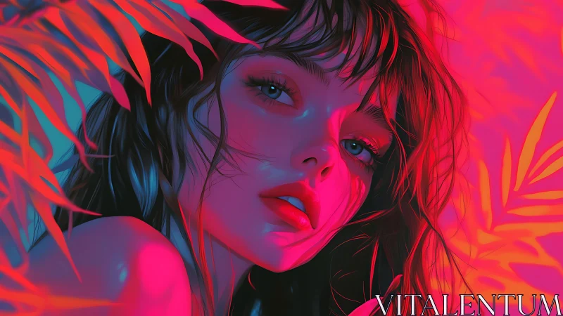 Neon jungle muse under electric tropic shadows.