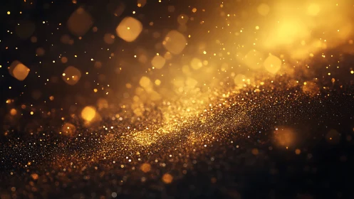 Golden stardust cascade in a glowing abstract nightscape.