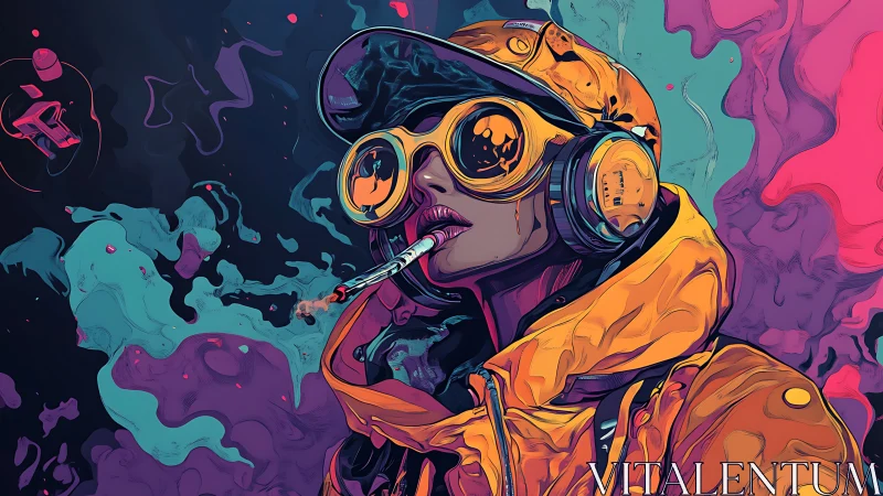 Neon-clad cyberpunk portrait renders vaporous chromatic haze