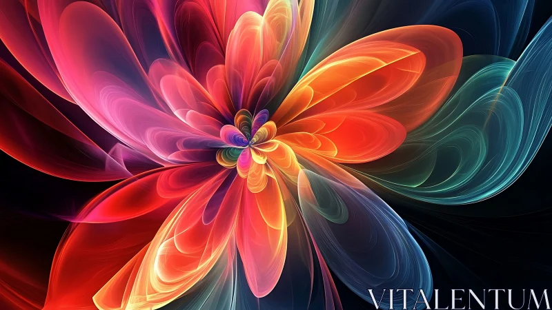 Fractal spectral flower rendered as luminous vector field bloom.