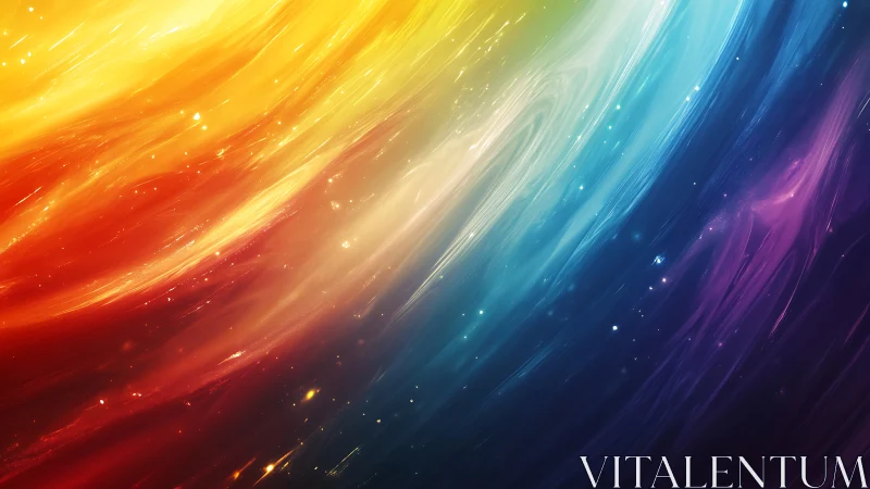 Spectral light streaks forming diagonal multicolor aurora field.