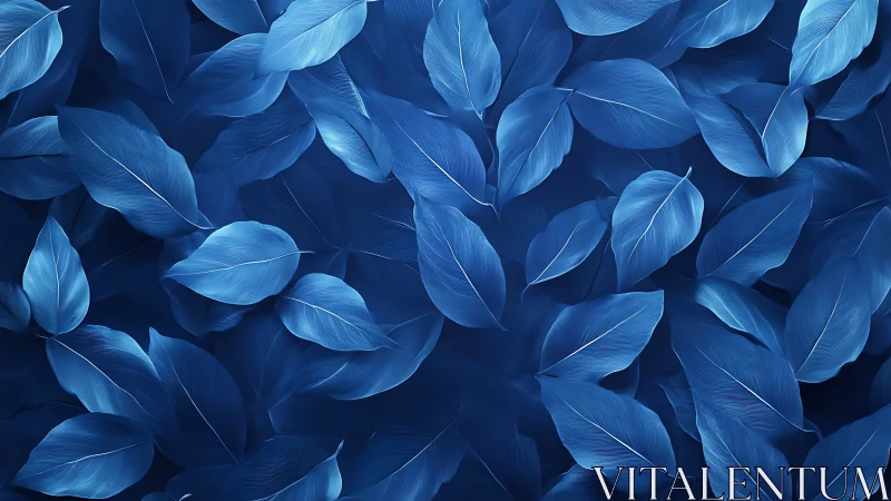 Gentle cascade of blue leaves drifts in soothing harmony