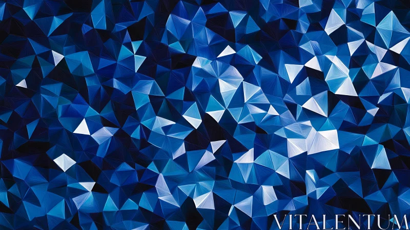 Geometric blue low-poly triangle mosaic abstraction.