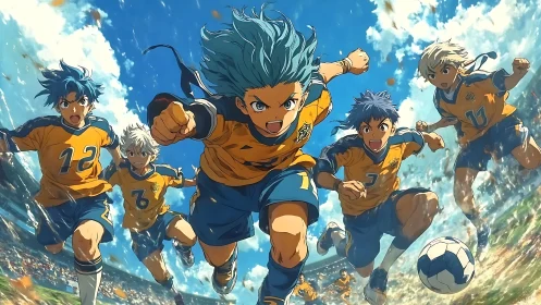 Youth soccer players sprint toward ball on outdoor field