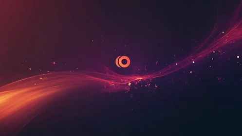 Central orange ring with flowing light streak across field.