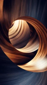 Parametric wooden vortex torus with graded luminance fields.