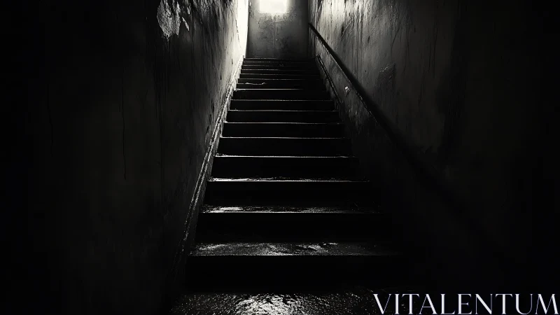 Dim concrete stairwell leading toward exterior daylight.