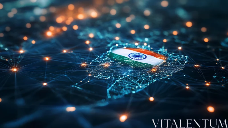 India digital network map glowing with data connections.