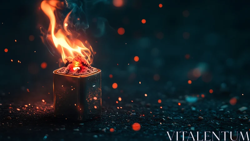 Luminous Flame Erupting from Crystalline Container