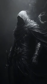 Shadowforged wraith knight wrapped in tattered moonlit steel.