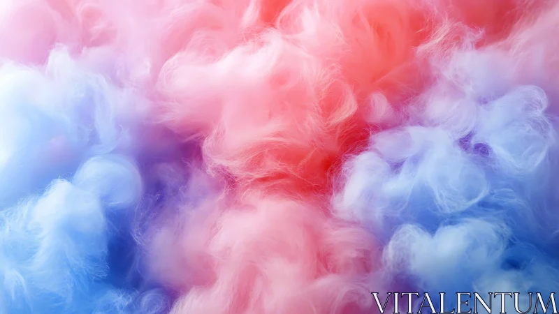 Cottony pink and blue vapor cloud in soft diffusion field.