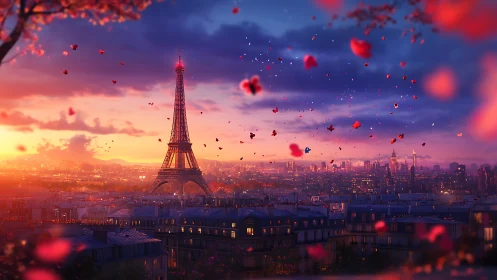 Paris Sunset: Eiffel Tower Digital Dream.