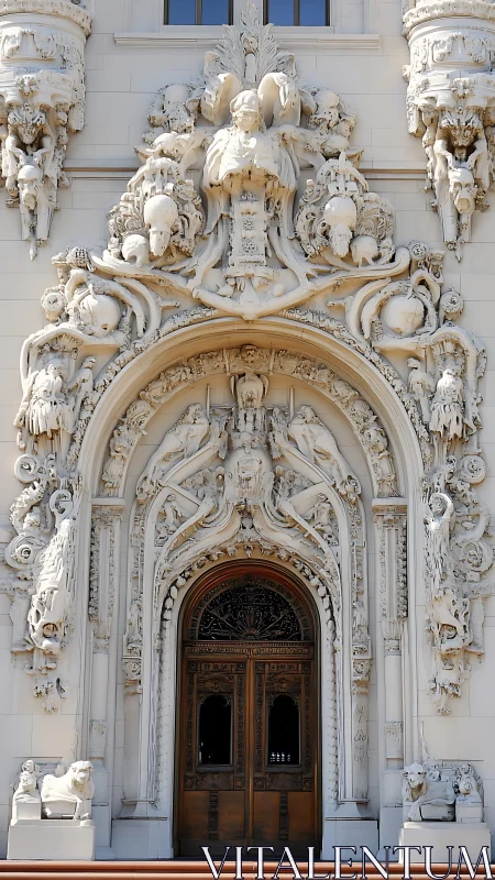 Baroque stone portal of sculpted stories and silent guardians.