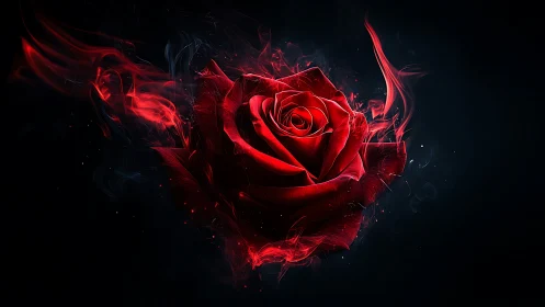 Crimson Rose Erupts with Electric Phantom Fire