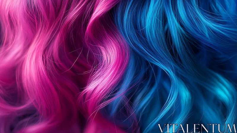 Chromatic closeup of magenta and cyan gradient hair strands.